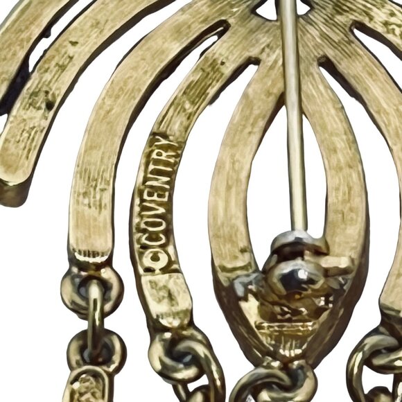 Sarah Coventry Gold Tone Willow Brooch With Dangling Fringe Signed (5475) - Picture 5 of 7